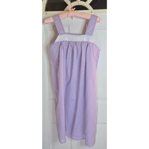 Unbranded Other - Vintage Purple Mid-Length Babydoll Nightgown White Lace 36" L Sleeveless
